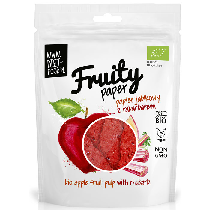 Diet Food Fruity Paper orgaanilised marjakrõpsud, Õuna-rabarberi (25 g)