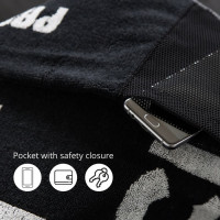 Prozis Gearsafe Gym Bench Towel taskuga trennirätik, Must (50 x 80 cm) 