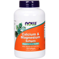 NOW Calcium & Magnesium with Vitamin D and Zinc õlikapslid (120 tk) 