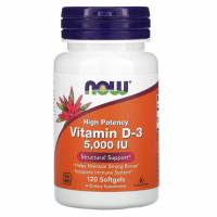 NOW Vitamin D3 5000 IU õlikapslid (120 tk)