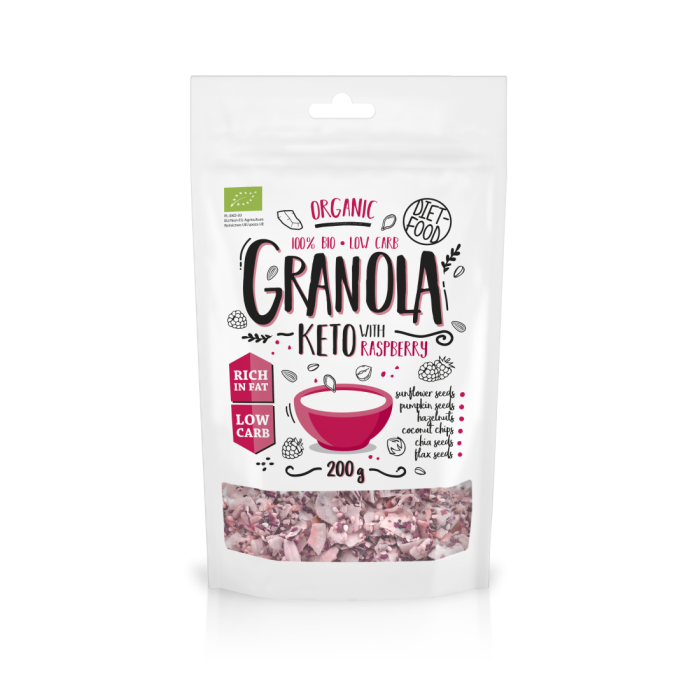 Diet Food Organic Keto Granola müslisegud, Vaarika (200 g)